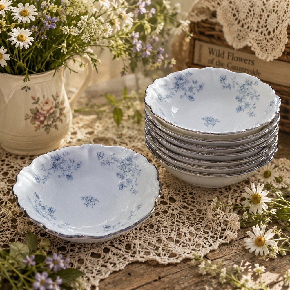 Johann Haviland Blue Garland Bavaria Germany Fruit Dessert Bowls Set of 8